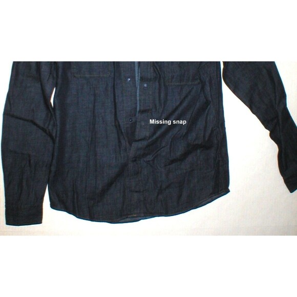 New Mens NWT Italy Designer M. Grifoni 40 M L Denim Shirt Snap Dark Blue LS Cool - Picture 2 of 10